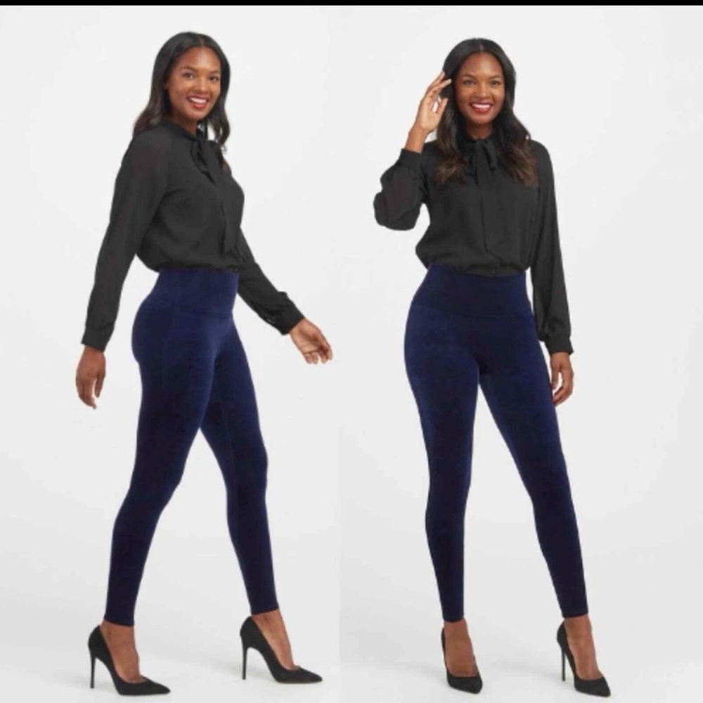 Spanx blue velvet high-waisted Women's leggings